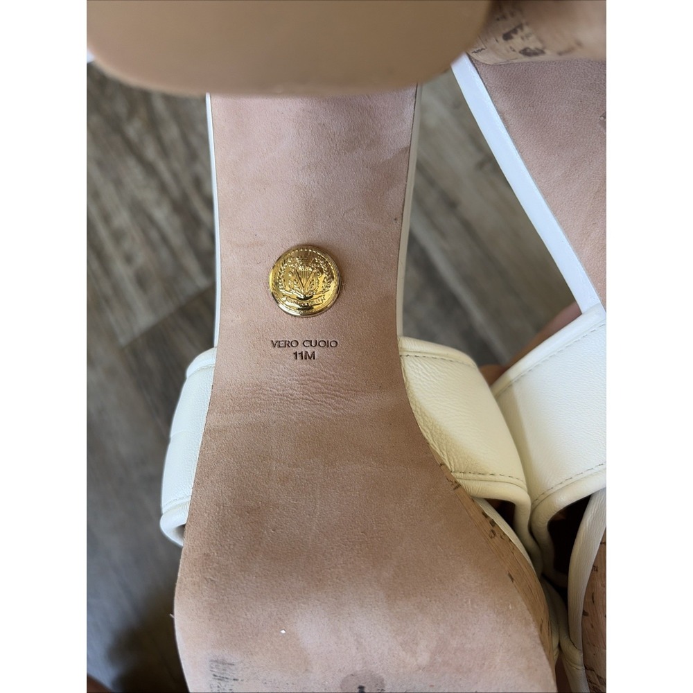 Veronica Beard Dory Sandals  Womens Sz 11 White Leather Cork Platform Heel Slide - Picture 7 of 7